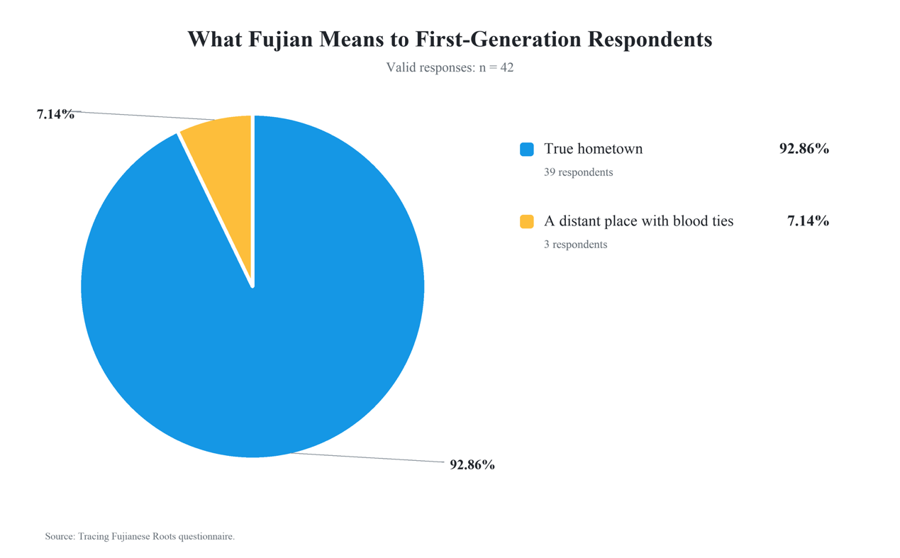 Pie chart showing what Fujian means to first-generation respondents